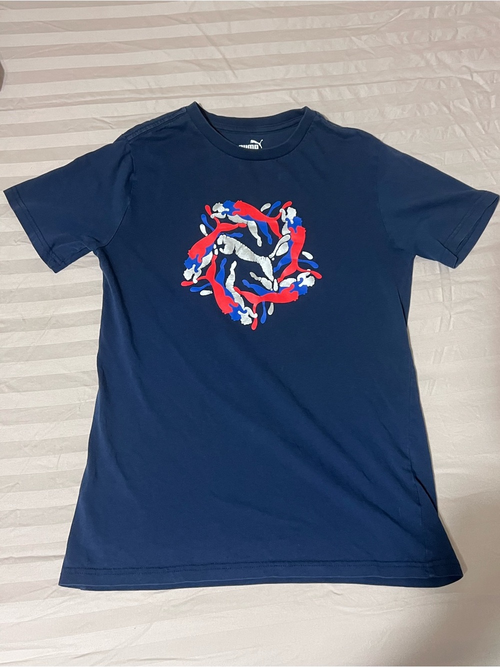 Puma Navy Short-Sleeve Tee with Red & White Koi Circle Graphic